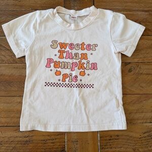 Kids Cream Tee with Pumpkin Pie Graphic